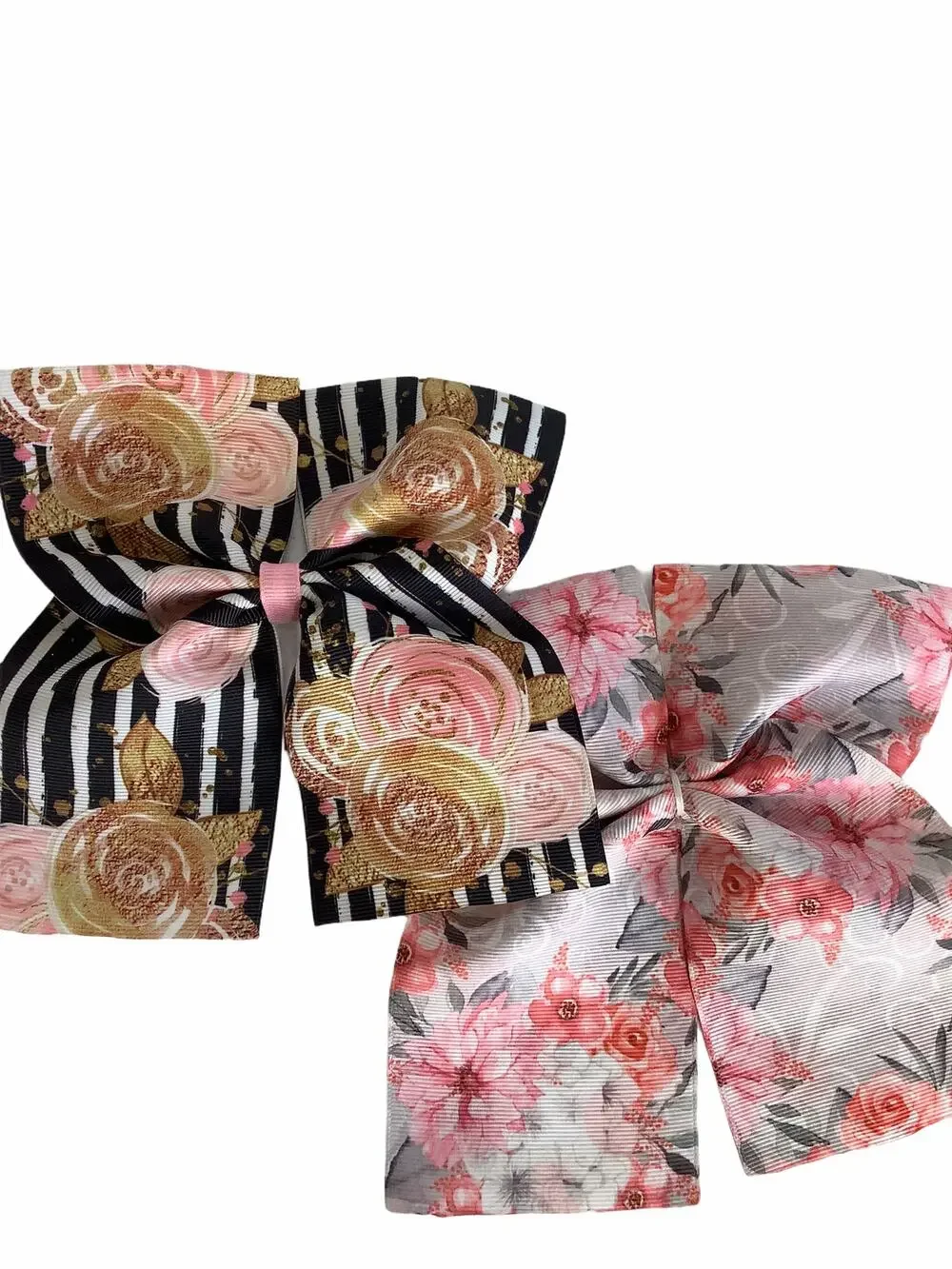 BUNDLE Girl’s Lot of 2 Multicolor Floral Hair Bow Ties NEW